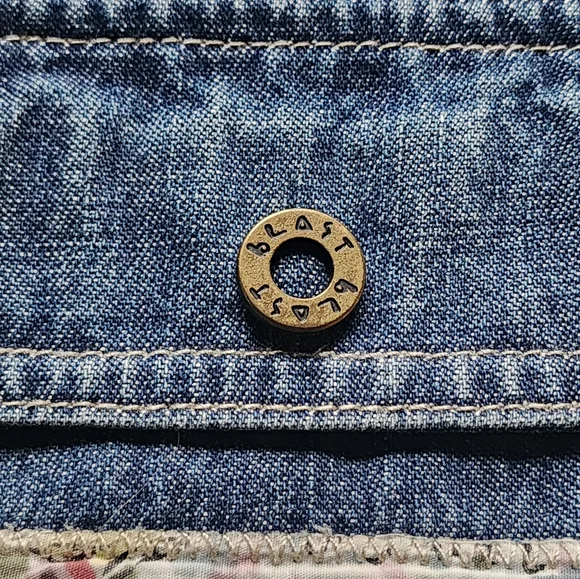 Denim Shacket Jacket Blast Blues Patch L Vintage? - Picture 5 of 12